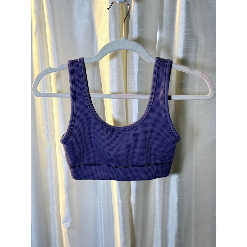 Tna Waffle Knit Sports Bra Womens XS Purple Scoop Neck Thermal Crop Top